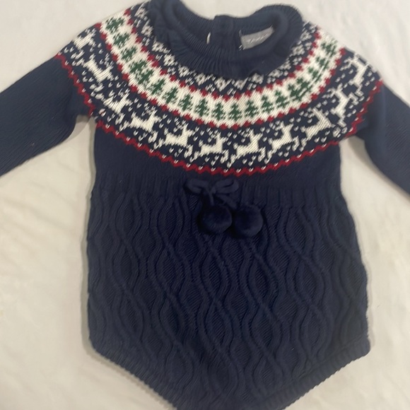 Tahari Baby Sweater Reindeer Design Onsie - Picture 2 of 4